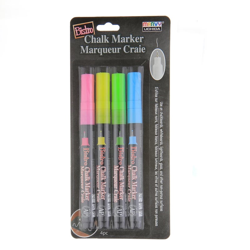 Uchida of America Extra Fine Tip Bistro Chalk Marker Set, Multiple 4 Pack - Image 1